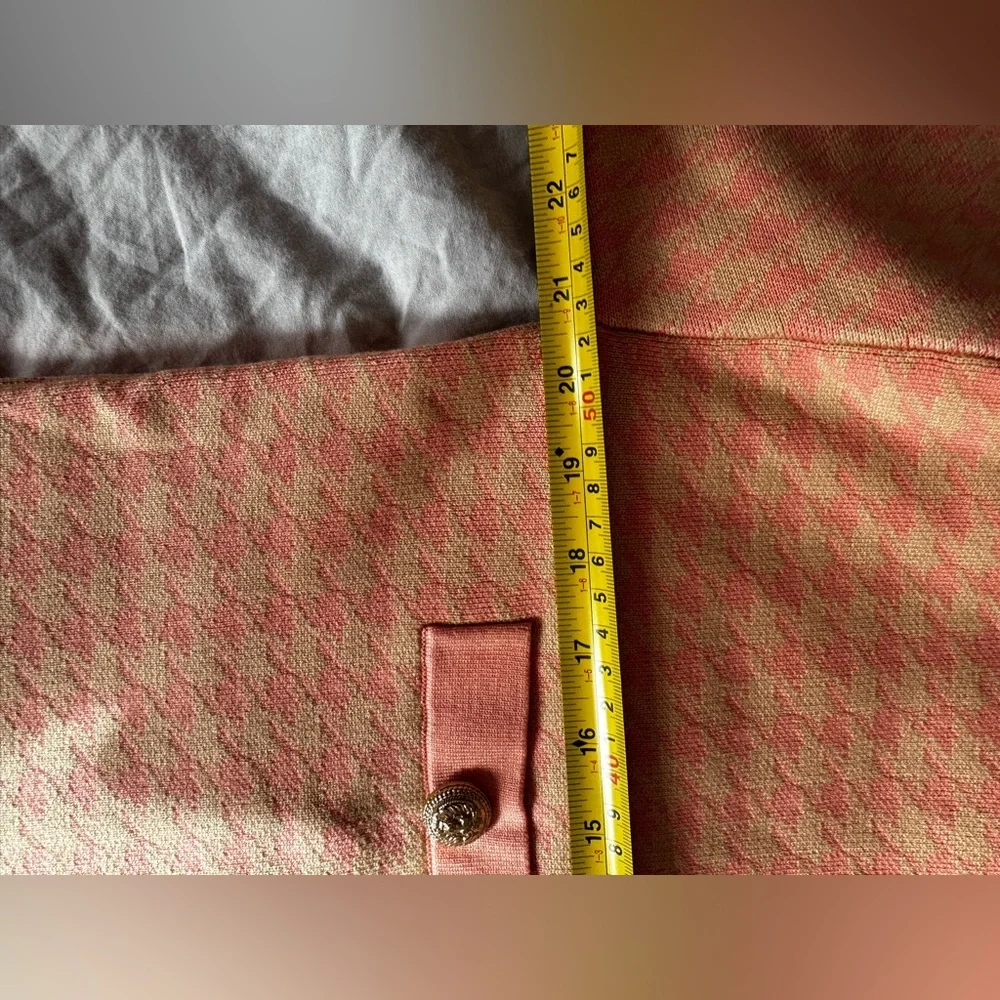 Sandro Paris Pink Jacquard Knit Cardigan Gold Button Pocket Sweater Jacket 0 - Picture 5 of 12